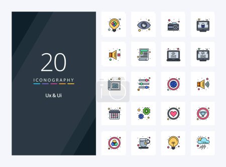 Illustration for 20 Ux And Ui line Filled icon for presentation - Royalty Free Image