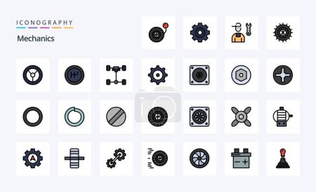 Illustration for 25 Mechanics Line Filled Style icon pack - Royalty Free Image