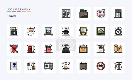 Ilustración de Paquete de iconos de 25 líneas de viaje - Imagen libre de derechos