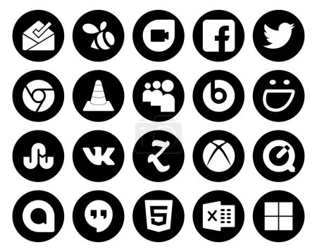 Ilustración de 20 Paquete de iconos de redes sociales Incluyendo quicktime. zootool. medios de comunicación. vk. contrabandista - Imagen libre de derechos