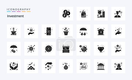 Ilustración de 25 paquete de iconos de glifos sólidos de inversión - Imagen libre de derechos