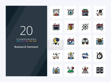 Ilustración de 20 Línea de negocio y trabajo en equipo Icono lleno para la presentación - Imagen libre de derechos