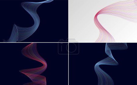 Illustration for Set of 4 abstract waving line backgrounds for a professional design. - Royalty Free Image