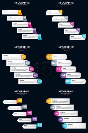 Photo for Use Vector 6 Infographics Pack to effectively communicate your business concepts - Royalty Free Image
