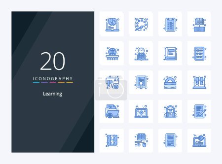Ilustración de 20 aprendizaje icono de color azul para la presentación - Imagen libre de derechos