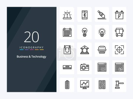 Téléchargez les illustrations : 20 Technologie d'entreprise Aperçu icône pour présentation - en licence libre de droit