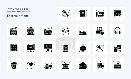 Illustration for 25 Entertainment Solid Glyph icon pack - Royalty Free Image
