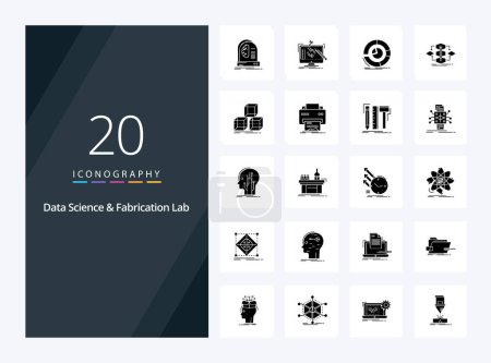 Téléchargez les illustrations : 20 Data Science And Fabrication Lab icône Glyphe solide pour la présentation - en licence libre de droit