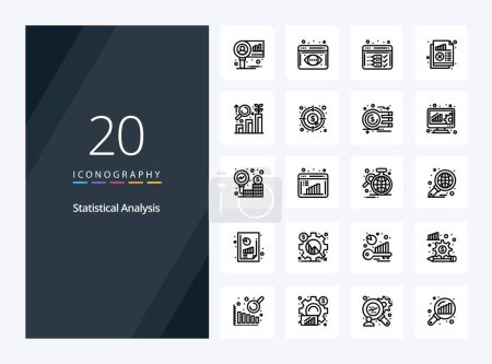 Illustration for 20 Statistical Analysis Outline icon for presentation - Royalty Free Image