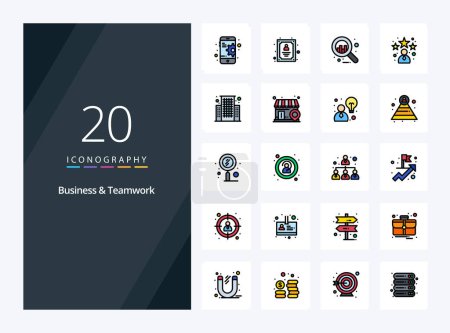Illustration for 20 Business And Teamwork line Filled icon for presentation - Royalty Free Image