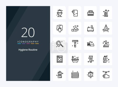 Illustration for 20 Hygiene Routine Outline icon for presentation - Royalty Free Image