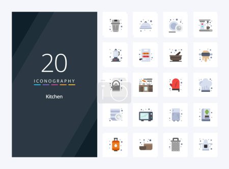 Ilustración de 20 icono de color plano de cocina para la presentación - Imagen libre de derechos