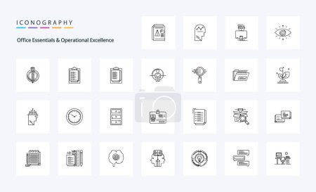 Ilustración de 25 Esenciales de oficina y paquete de iconos de línea de exelencia operativa - Imagen libre de derechos