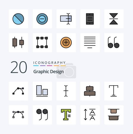 Ilustración de 20 Línea de diseño llena icono de color Paquete como cerca bisel alinear texto de anclaje - Imagen libre de derechos