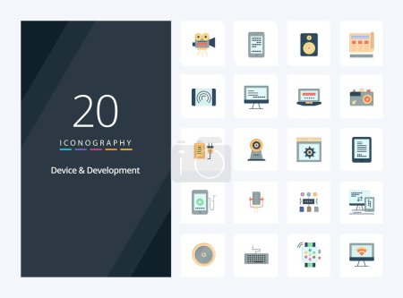 Téléchargez les illustrations : 20 Dispositif et icône de couleur plate de développement pour la présentation - en licence libre de droit