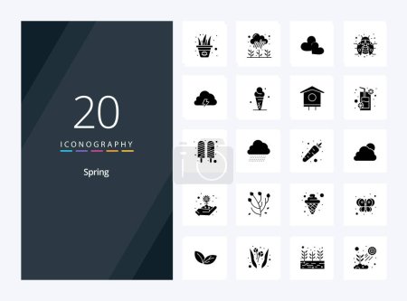 Ilustración de 20 icono de glifo sólido de primavera para la presentación - Imagen libre de derechos