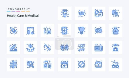 Illustration for 25 Health Care And Medical Blue icon pack - Royalty Free Image