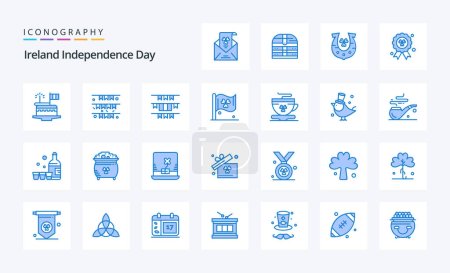 Illustration for 25 Ireland Independence Day Blue icon pack - Royalty Free Image