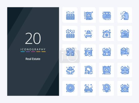 Ilustración de 20 Real Estate Blue icono de color para la presentación - Imagen libre de derechos