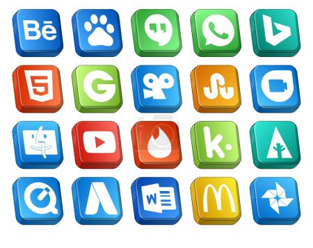 Ilustración de 20 Paquete de iconos de redes sociales Incluyendo adwords. En primer lugar. tropezar con. kik. vídeo - Imagen libre de derechos