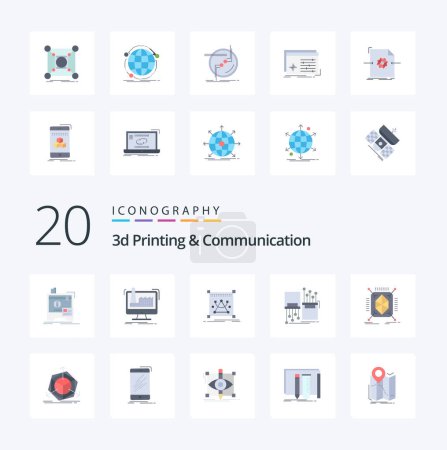 Ilustración de 20 Impresión 3d y comunicación de color plano icono Pack. como electrónica. digital. producción. cambiar el tamaño. edición - Imagen libre de derechos