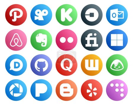 Illustration for 20 Social Media Icon Pack Including basecamp. question. evernote. quora. disqus - Royalty Free Image
