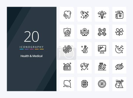 Illustration for 20 Health And Medical Outline icon for presentation - Royalty Free Image
