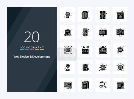 Téléchargez les illustrations : 20 Web Design et développement icône Glyphe solide pour la présentation - en licence libre de droit