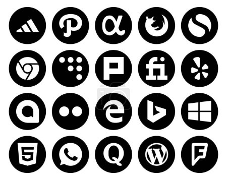 Illustration for 20 Social Media Icon Pack Including whatsapp. windows. plurk. bing. flickr - Royalty Free Image
