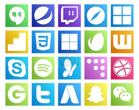 Illustration for 20 Social Media Icon Pack Including groupon. coderwall. delicious. msn. chat - Royalty Free Image