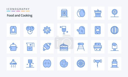 Illustration for 25 Food Blue icon pack - Royalty Free Image
