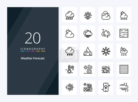 Illustration for 20 Weather Outline icon for presentation - Royalty Free Image