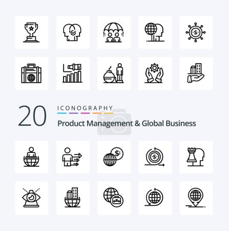 Ilustración de 20 Gestión de productos e ícono de línea de negocio global Paquete como negocio en negocios modernos - Imagen libre de derechos