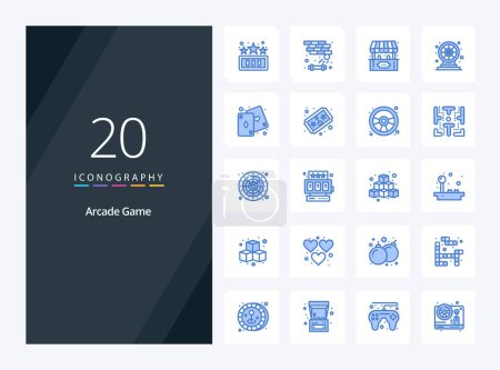 Téléchargez les illustrations : 20 Arcade icône de couleur bleue pour la présentation - en licence libre de droit