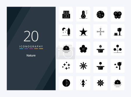 Illustration for 20 Nature Solid Glyph icon for presentation - Royalty Free Image
