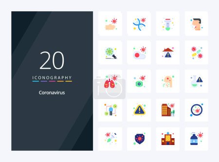 Illustration for 20 Coronavirus Flat Color icon for presentation - Royalty Free Image
