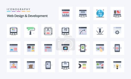 Ilustración de 25 Diseño y desarrollo web Paquete de iconos de color plano - Imagen libre de derechos