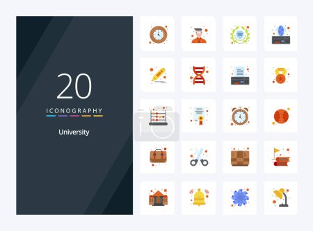 Illustration for 20 University Flat Color icon for presentation - Royalty Free Image