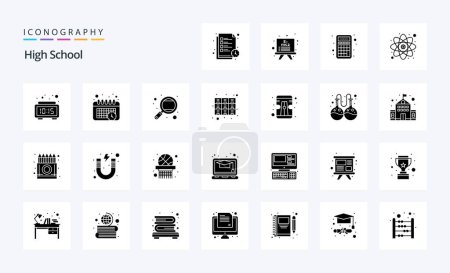 Ilustración de 25 Paquete de iconos de glifos sólidos de secundaria - Imagen libre de derechos