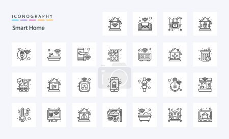 Téléchargez les illustrations : Pack de 25 icônes Smart Home Line - en licence libre de droit