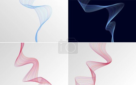 Ilustración de Conjunto de 4 fondos de línea vectorial para añadir un toque elegante a sus diseños - Imagen libre de derechos