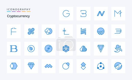 Ilustración de 25 Paquete de icono azul criptomoneda - Imagen libre de derechos