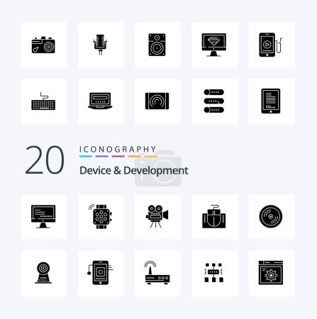 Ilustración de 20 Dispositivo y desarrollo icono de glifo sólido Paquete como dvd educación cámara hardware ratón - Imagen libre de derechos