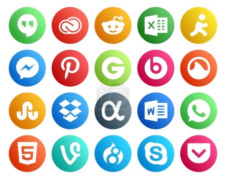Ilustración de 20 Paquete de iconos de redes sociales Incluyendo html. palabra. pinterest. red de aplicación. tropiezo con - Imagen libre de derechos
