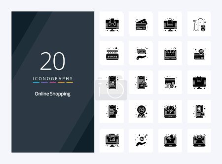 Illustration for 20 Online Shopping Solid Glyph icon for presentation - Royalty Free Image