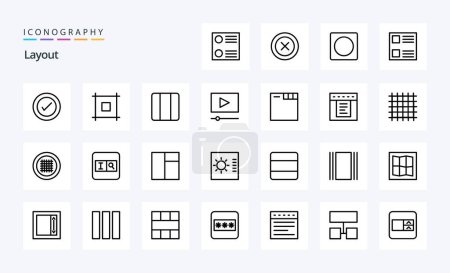 Ilustración de Paquete de iconos de 25 líneas de diseño - Imagen libre de derechos