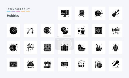Ilustración de 25 Hobbies Paquete de iconos de glifo sólido - Imagen libre de derechos