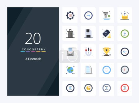 Illustration for 20 Ui Essentials Flat Color icon for presentation - Royalty Free Image