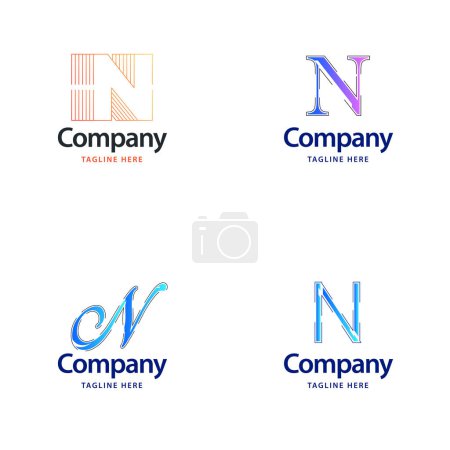 Téléchargez les illustrations : Lettre N Big Logo Pack Design Creative Design de logos modernes pour votre entreprise - en licence libre de droit