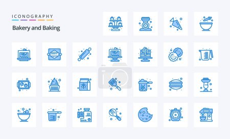 Illustration for 25 Baking Blue icon pack - Royalty Free Image
